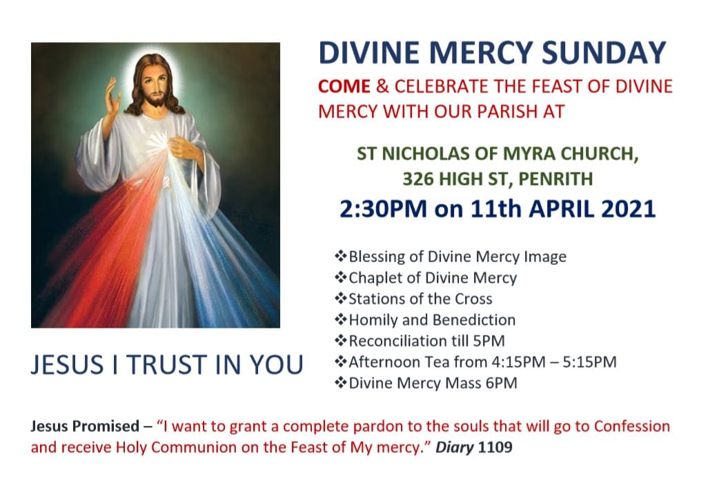 DIVINE MERCY SUNDAY | 11th April 2021 – St Nicholas of Myra Penrith